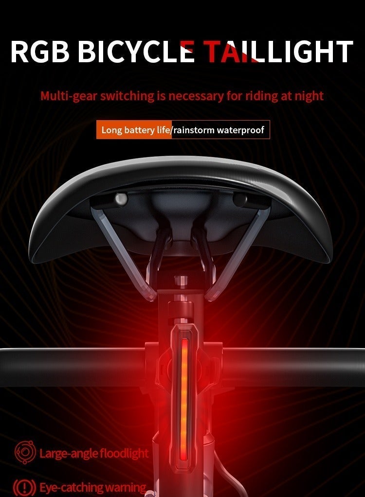 زونيكس مصدر خلفي للدراجة، استشعار ذكي للفرامل، بطارية طويلة العمر، 9 أوضاع RGB، مقاوم لزخات المطر للقيادة الليلية الآمنة - Image 1